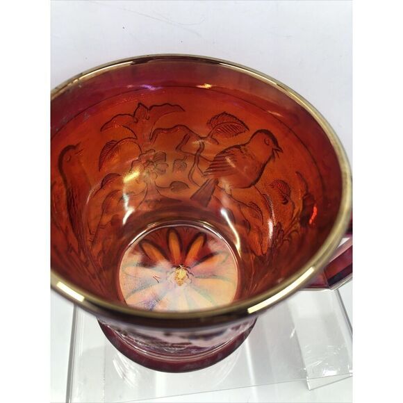 1967  ACGA Carnival Glass Club Souvenir Robin Mug Red MCM - Picture 5 of 14